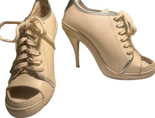 Mariah Carey High Heel Stiletto Sneaker Shoes White Leather Women's Size 8M
