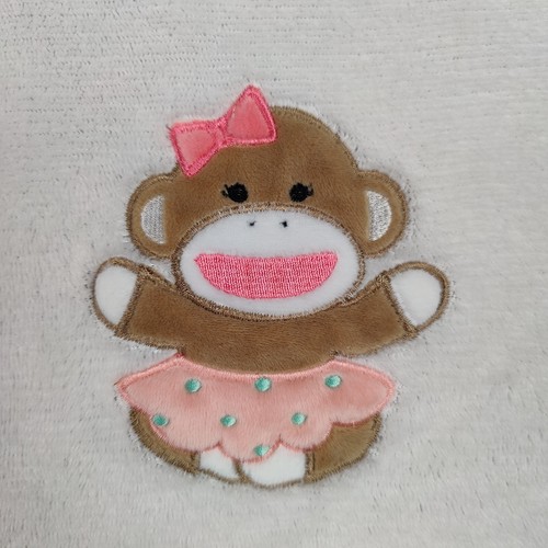 Sock Monkey Security Blanket Lovey Baby Starters White Fleece Soothing Nursery - Picture 3 of 13