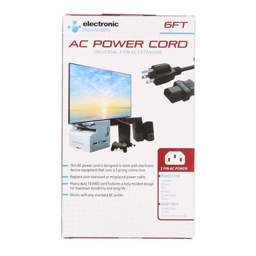 Heavy Duty Universal 3-Pin/6FT Durable AC Power Cord - Compatible with most TVs/ - Picture 3 of 3