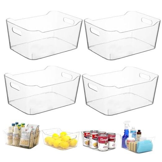 Refrigerator Organizer Bins, Set of 4 Fridge Storage 4PK (9.7''Lx6.7''Wx4.1''H)
