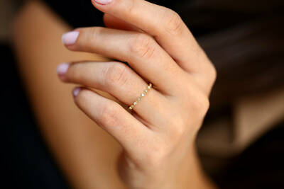 Diamant Memory Goldring 18 Brillanten 0,12 Karat in 585er 14K Gold IGL Wert 800 