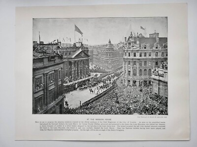 Alter Vintage Druck 1899 Queens England im Herrenhaus