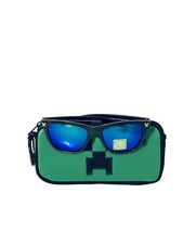 Minecraft Kid's Black Green Sunglasses and Zippered Case Set 100 UV - NOWT