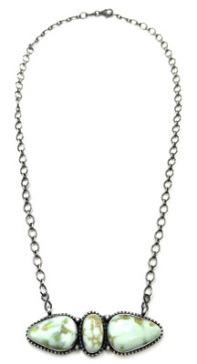 Navajo Native Handmade Sonoran Gold Turquoise Sterling Silver Necklace Bar Link