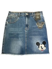 Primark Mickey Mouse Denim Mini Skirt Width 14  Length 17  14-15 Girls
