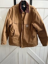 Carhartt CO3 BRN Corduroy Collar Duck Jacket Men s 46R Full Zip Quilted USA VTG
