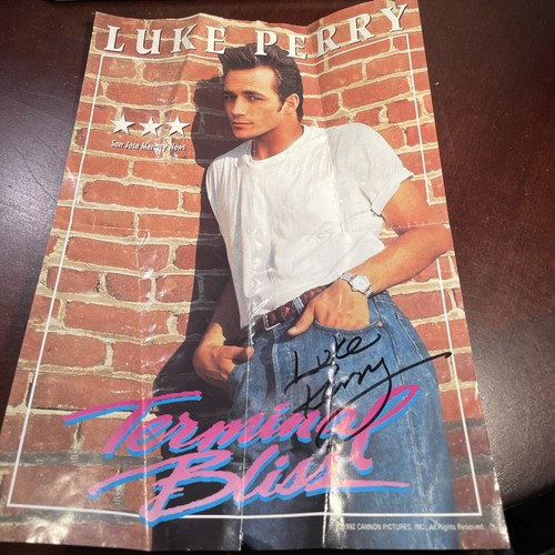 Luke Perry Signed Terminal Bliss Mini Movie Poster Autographed Rare 90210