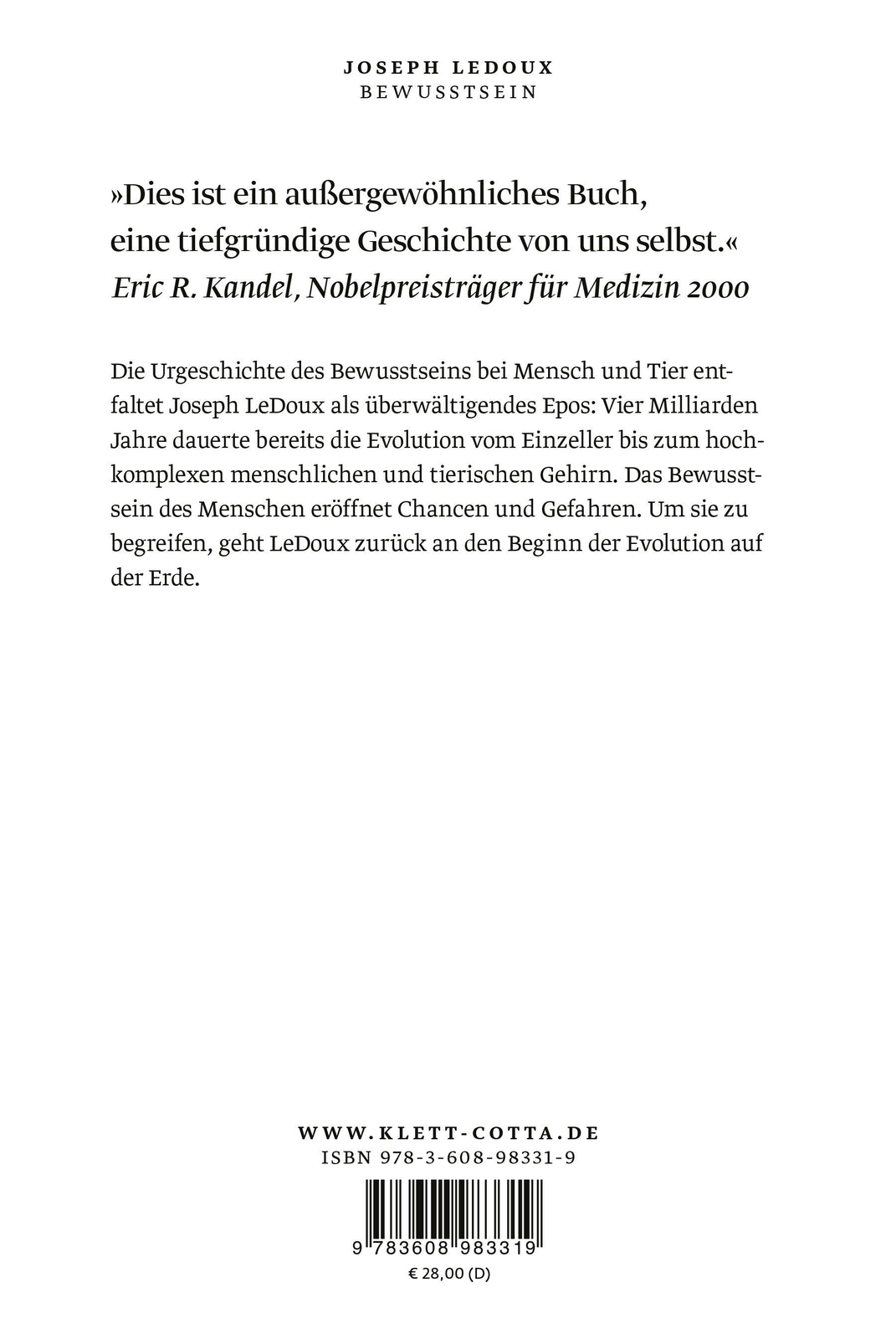 Thumbnail - Bewusstsein | Joseph Ledoux | Die Ersten Vier Milliarden Jahre | Buch