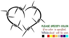 Barb Wire Heart Adhesive Vinyl Decal Sticker Car Truck Window Bumper Boat 6"