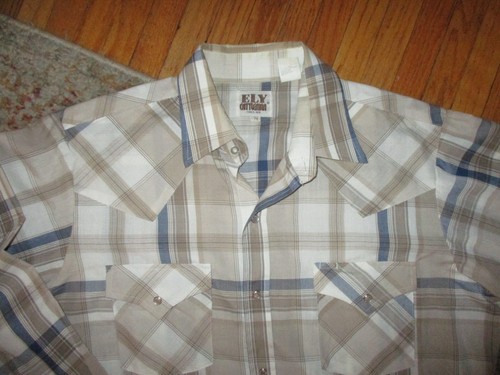 CAMISA WESTERN ELY CATTLEMAN DE COLECCIÓN AÑOS 80 Perla A Presión Azul A Cuadros Manga Larga MEDIANA - Imagen 4 de 5