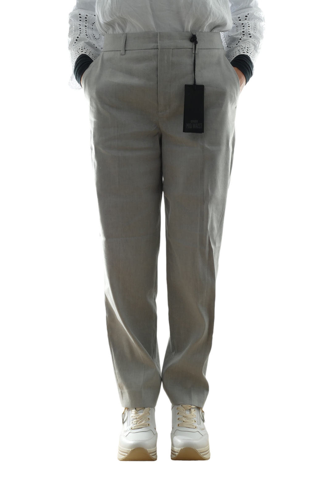 Drykorn Search Women's Linen Trousers Pants W30 L34 30/34 Gray Light Gray New