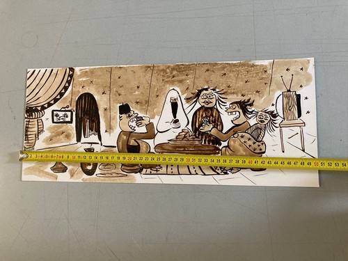 Very Pretty Painting Cardboard Orientalist Ink Bouhali Hamid Morocco Orientalism - Picture 9 of 9