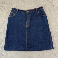 Vintage Gitano Denim Skirt Womens 20 Blue Dark Wash Long ALine Pocket Casual 90s