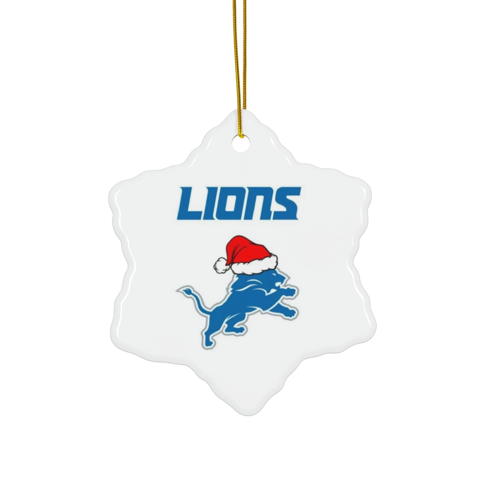 Detroit Lions Christmas Ceramic Ornament football Decoration Lions Fan Santa Hat