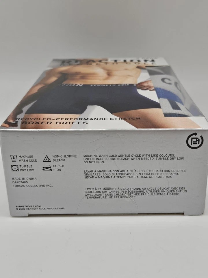 Paquete de 3 calzoncillos boxer KENNETH COLE grandes rendimiento reciclados micro azul negro gris Foto 3 de 4