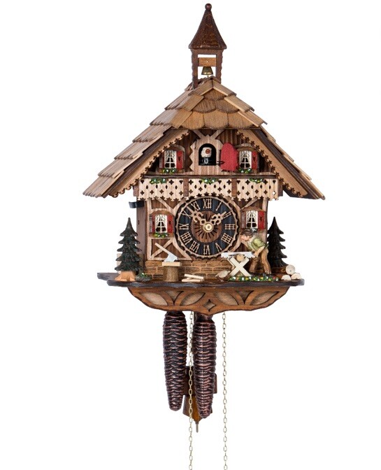 Black Forest Cuckoo Clock Woodchopper HONES 1258 MINT COND Paperwork & orig Box
