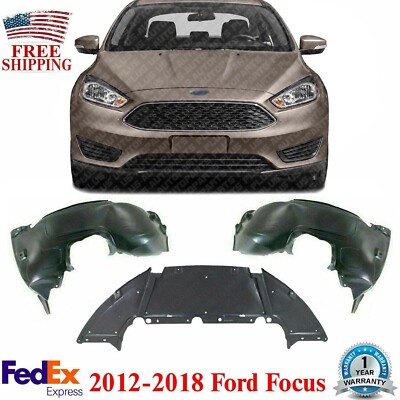 Front Fender Liner Left + Right & Engine Splash Shield For 2012-2018 Ford Focus