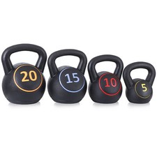 Exercise Fitness Weights 4-Piece Kettlebell Set For Home Gym 5lb 10lb 15lb 20lb