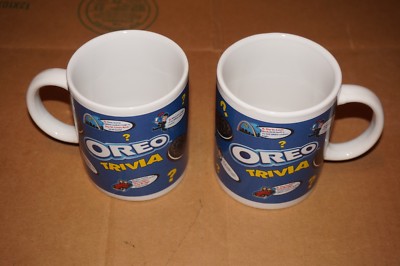 SET OF 2 NABISCO OREO TRIVIA CERAMIC COFFEE MUGS  3.75'' HIGH
