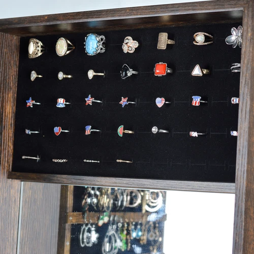 360°Swivel Jewelry Cabinet Full Length Mirror Standing Jewelry Armoire Organizer - Picture 21 of 46