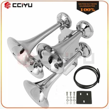 300DB Train Horn Metal Loudest 4 Trumpet Air Horn Kit Fits Boat Semi Van Truck