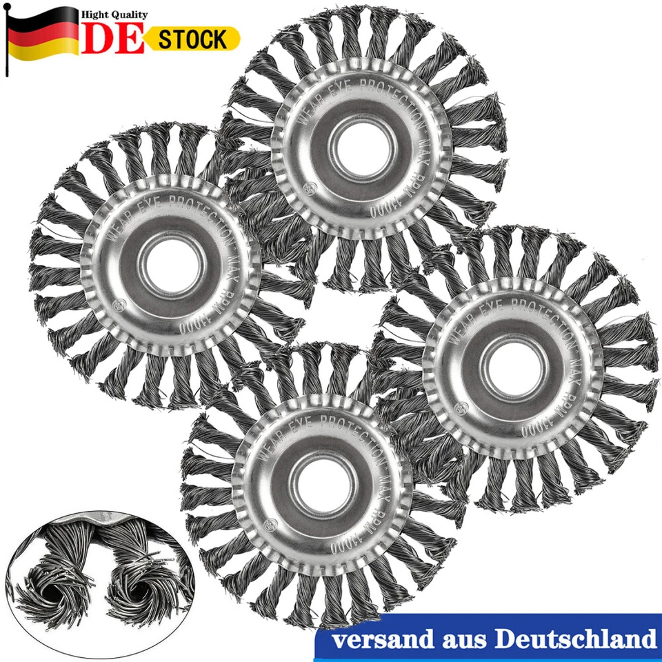 4 Stk 5" Drahtbürste Für Flex Winkelschleifer 125 x 22 mm Gezopft Scheibenbürste - Bild 2 von 4
