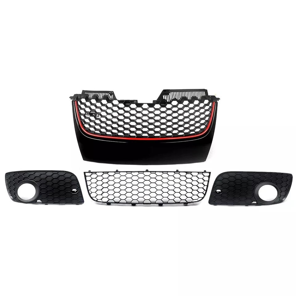 适用于高尔夫捷达 MK5 GTI GLI 06-09Front Upper Lower Grill 和车头灯雾灯 — 第 3/4 张图片