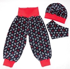 Handmade pants hat scarf 3 piece set anchor
