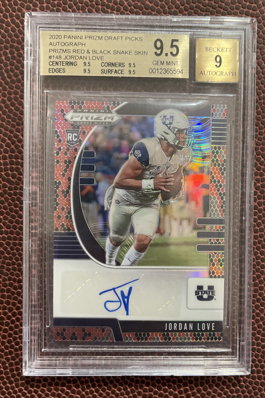 2020 Panini Prizm Draft Picks Jordan Love Red Black Snakeskin Auto BGS 9.5 SSP
