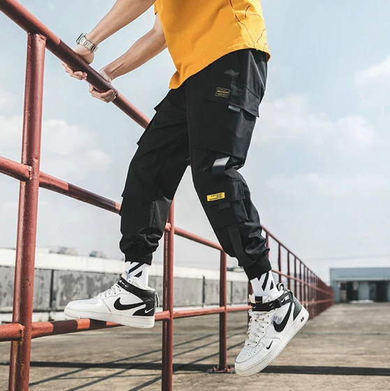 Jogging homme survêtement pantalon noir poches streetwear bande