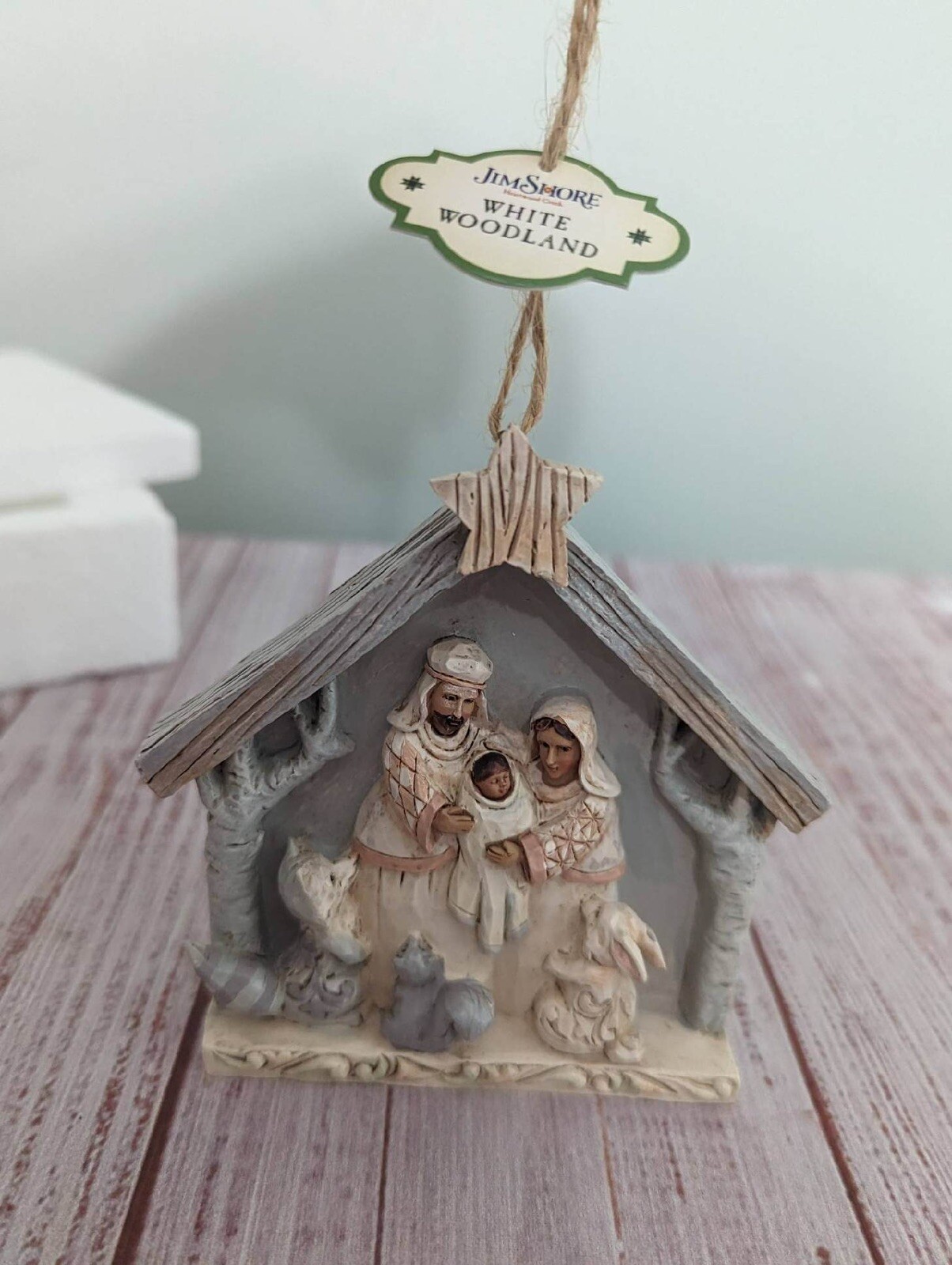 NIB Jim Shore White Woodland Nativity Joseph Mary Jesus Animals 4061204