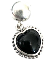 Rare Authentic PANDORA Mi Amor Black Onyx Heart Dangle Clip Charm 791046ON