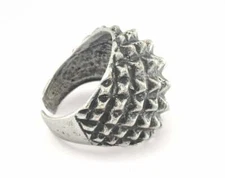 Spiky Ring Adjustable Antique Silver Plated Brass 18.5mm 8.5US innsize 2838