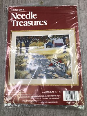 JCA NEEDLE TREASURES  STITCHERY KIT  COUNTRY BRIDGE  #00622 20'' x 16'' Embroidery