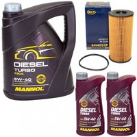 MotoröL Set Mannol Diesel Turbo 5W40 API 7 Liter + ÖLfilter FüR Renault Laguna