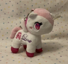 Tokidoki Unicorn White & Pink Love Heart Valentine Miniature Plush Keychain 4”