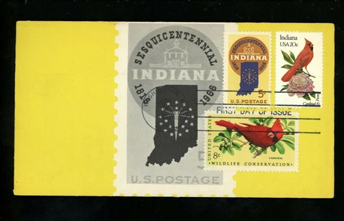 Ranto Cachet US FDC 1982 State Birds & Flowers #1966 on # 1308 1465 Indiana IN
