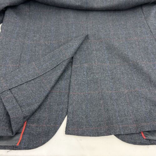 Southwick Men's Navy Burgundy Windowpane Wool Suit 40S PLEASE READ MEASUREMENTS - 第 7/19 張圖片