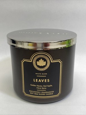 Bath and Body Works White Barn 3 Wick Candle Leaves 14.5 oz New 2025