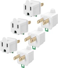 6 Pack 2-Prong to 3-Prong Grounding Outlet Adapter ETL Listed Light Grey Plug