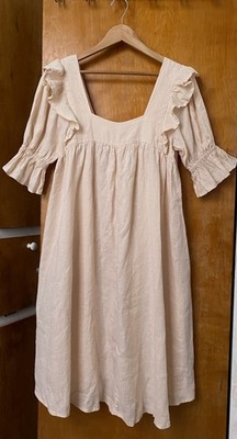 Spell & the Gypsy Collective Mae Linen Midi Dress Meringue Pink Milkmaid Sz  S | eBay