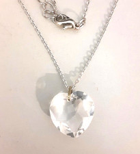 Crystal Heart Pendant Necklace 1 16 18 in Silver Plate