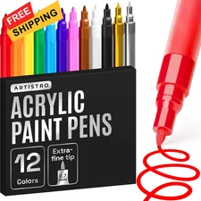 ARTISTRO 12 Regular Paint Pens for Glass 1 Count (Pack of 12), 