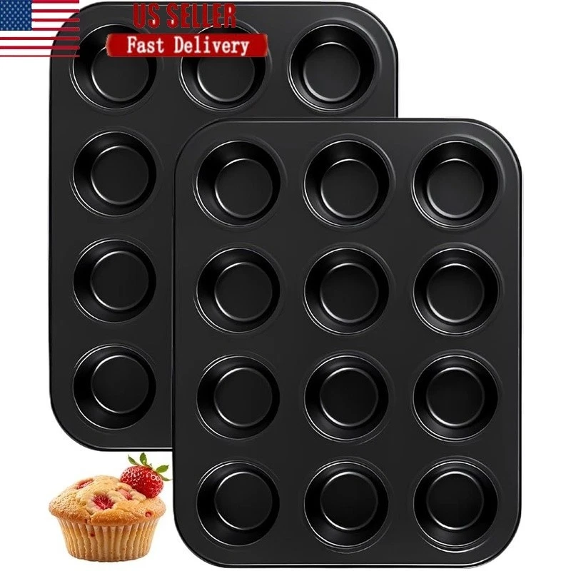 Nonstick Muffin Pan Set 12-Cup Carbon Steel Bakeware Kitchen Tool Oven Safe New