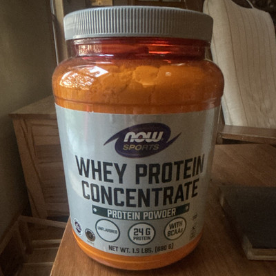 NOW Sports Whey Protein Concentrate Powder, Unflavored, 1.5 lb (680 g)