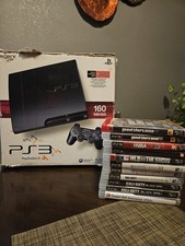 Sony PlayStation 3 Slim PS3 160gb CECH-3001A with 11 games. TESTED
