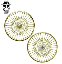 ORIGINAL LOWRIDER 20” Bird Cage Twisted Spoke Front & Rear 8G Gold Wheel Set.