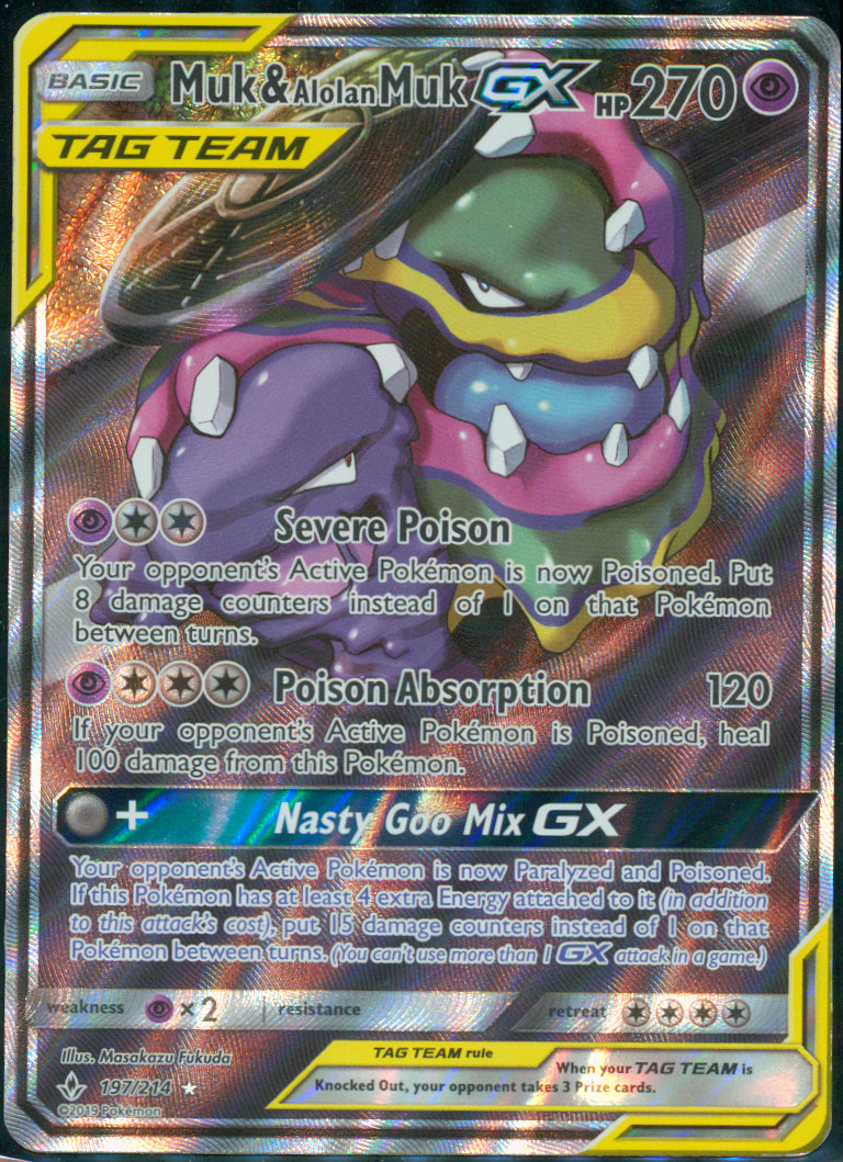 Muk & Alolan Muk GX 197/214 Full Art | Sun & Moon: Unbroken Bonds | Pokemon TCG