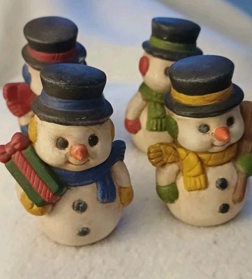 4 Entzückende kleine Vintage Schneemänner,