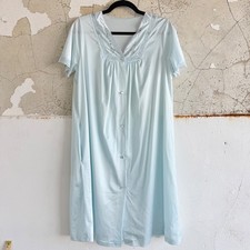 Vintage Nightgown Pastel Floral Embroidered House Dress Grandmacore Nightie L
